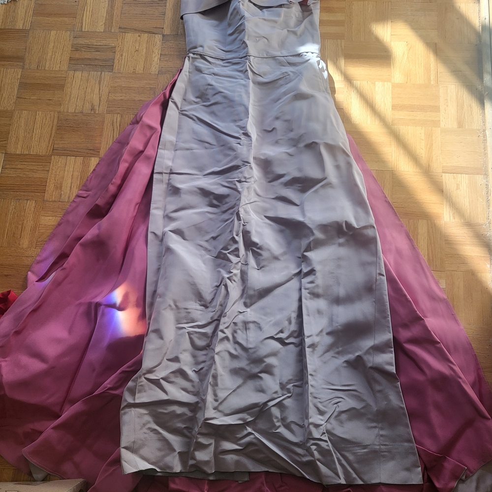 Vintage Two-Tone Satin Prom Dress in Mauve and Rose